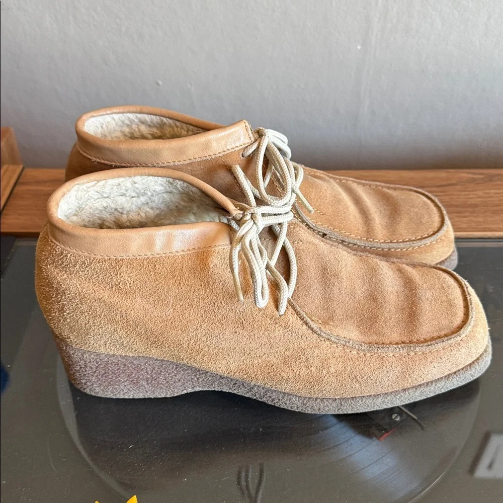 Vintage 70s Desert Chukka Suede Sherpa Lines Boots - Picture 5 of 10